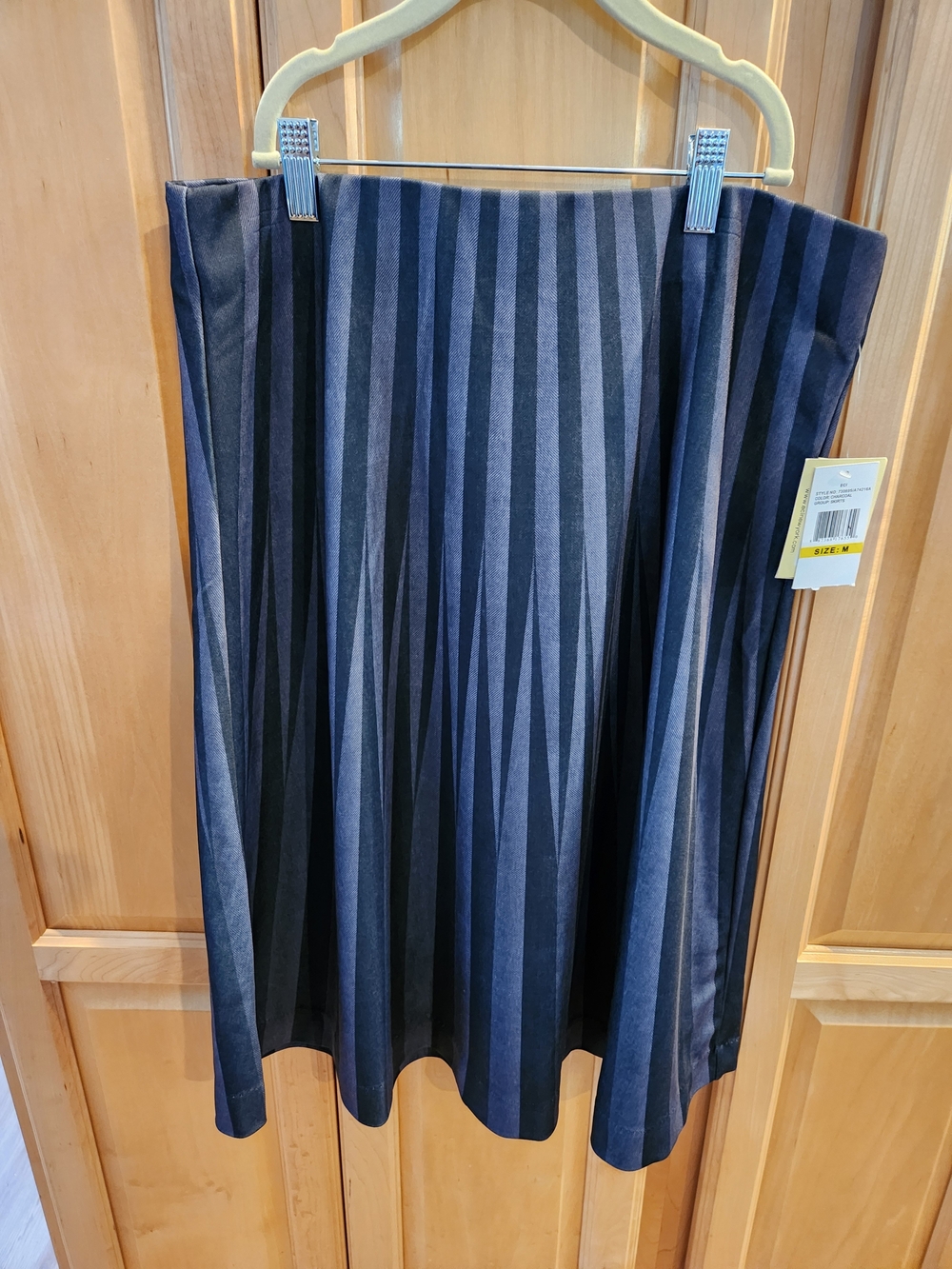 ECI Grey and Black Striped Pleated Skirt